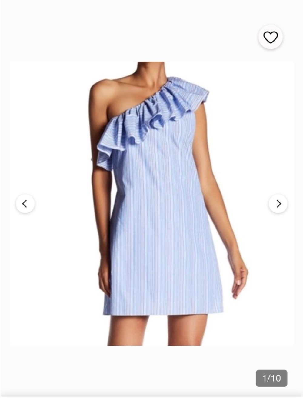 Parker XS one shoulder Ruffle Stripe Dress - Light Blue